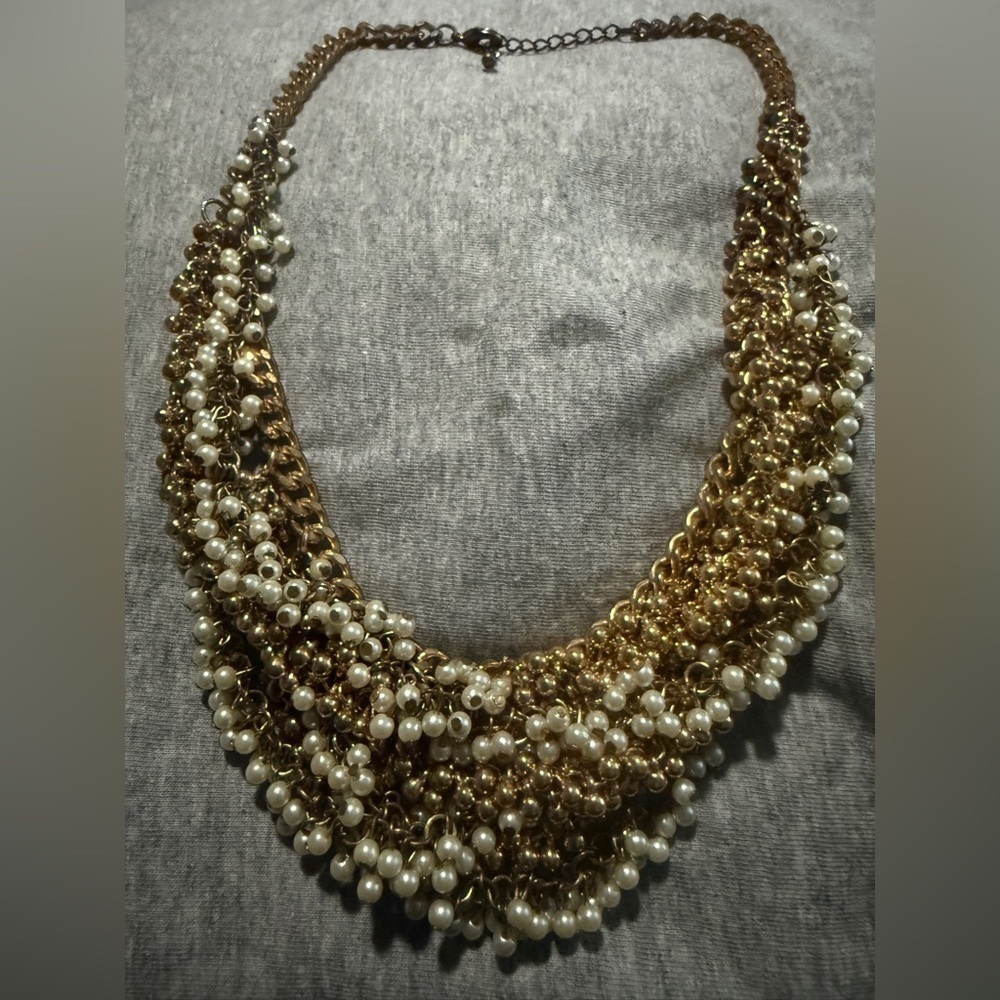 Gold and Pearl Layered Necklace - Picture 3 of 3